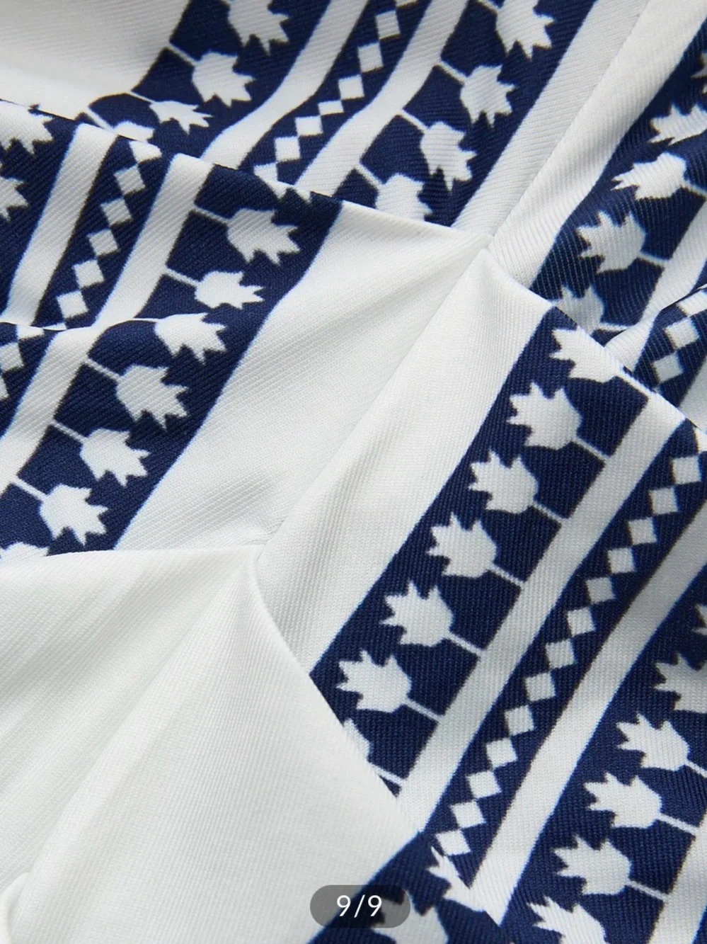 COMMENSE Printed Deep V-Neck Navy & White Midi Dress - Picture 6 of 7